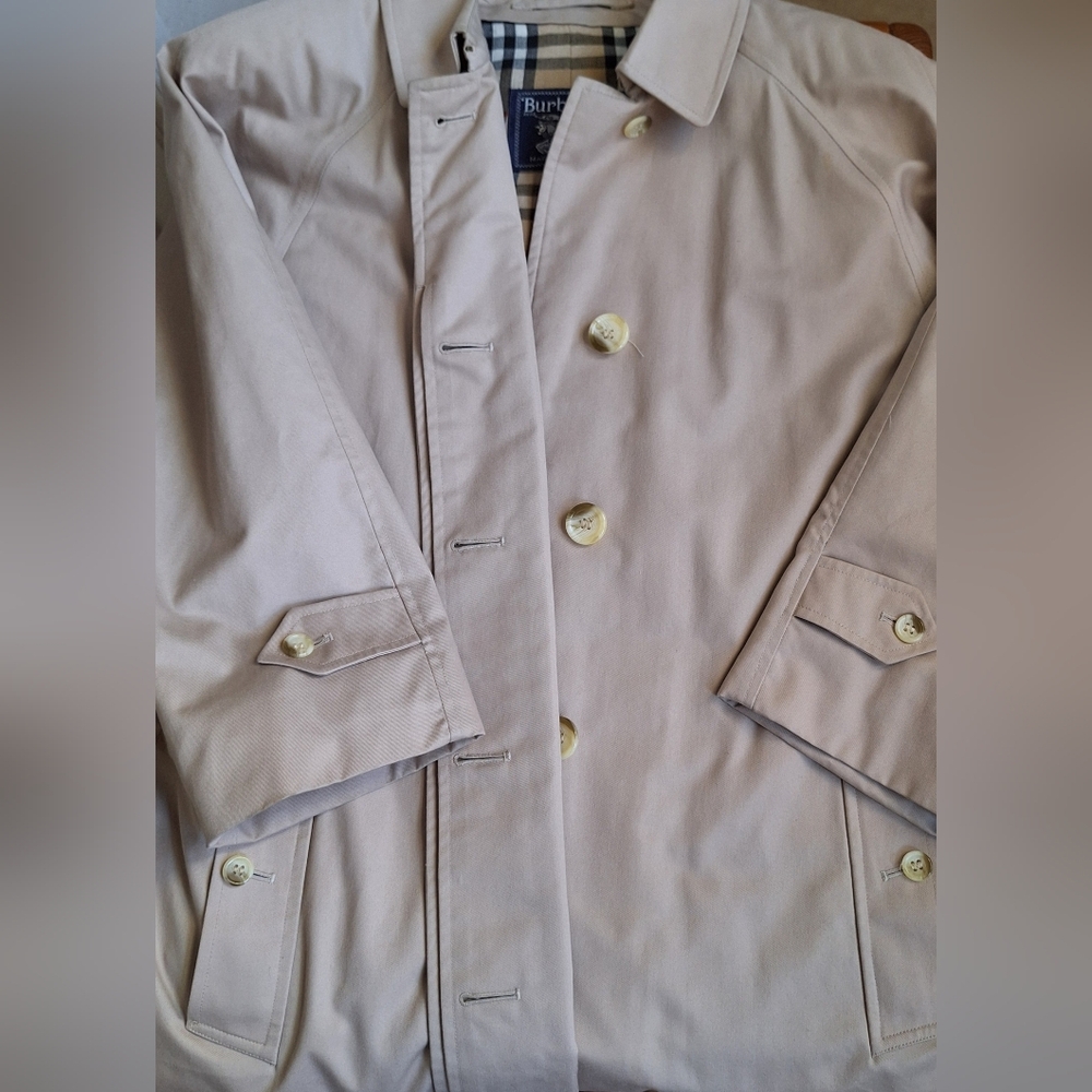 Vintage 80s Burberry Trench Coat Belted Mid Long Nova Check Single COA Womens 12 - Picture 6 of 16